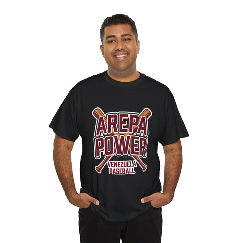Arepa Power Baseball Tee — Venezuela Baseball Fan Shirt